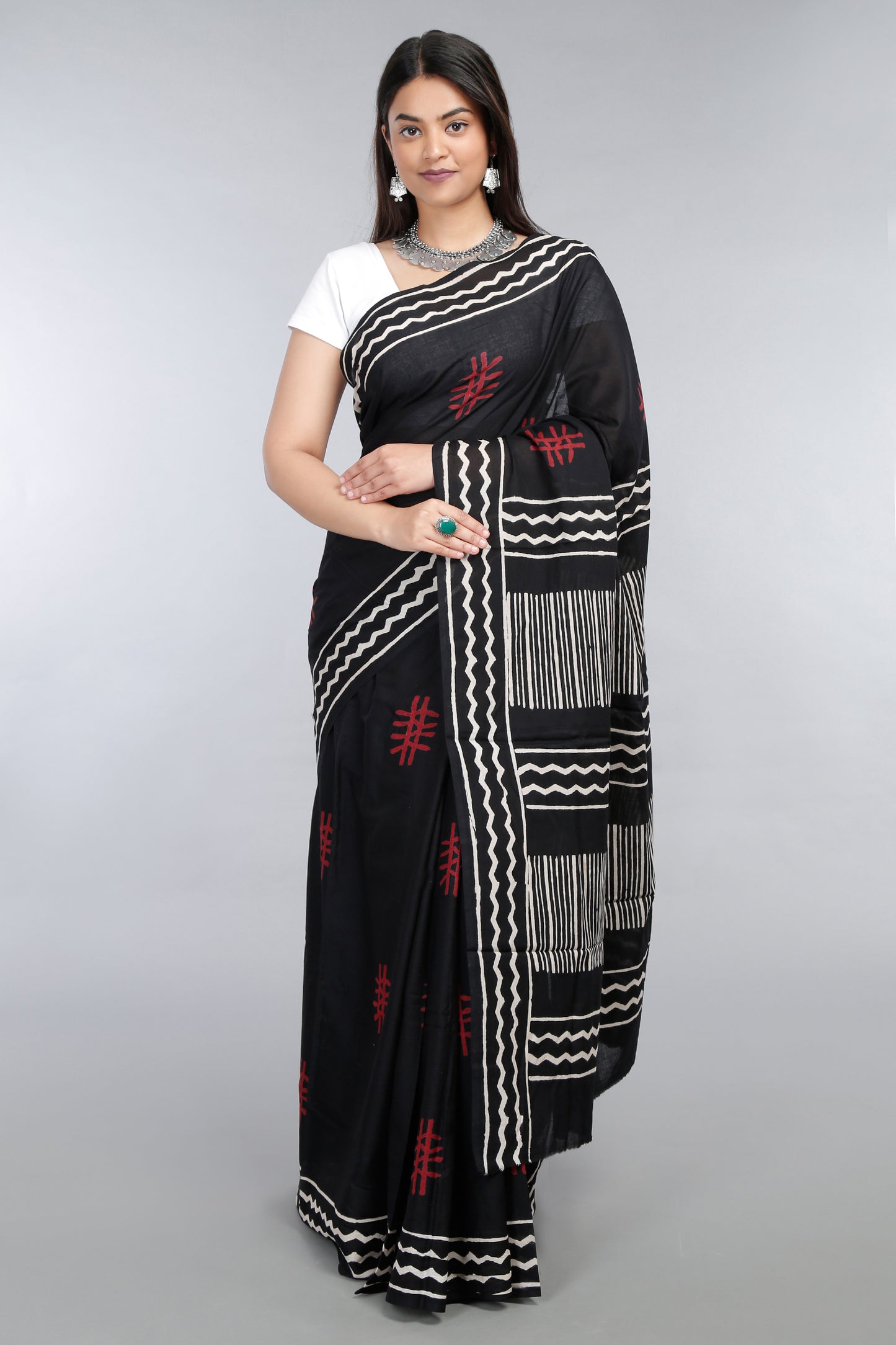 ‘Jade Currant ' Chunna-Patri Mul Mul Karpāsa Saree