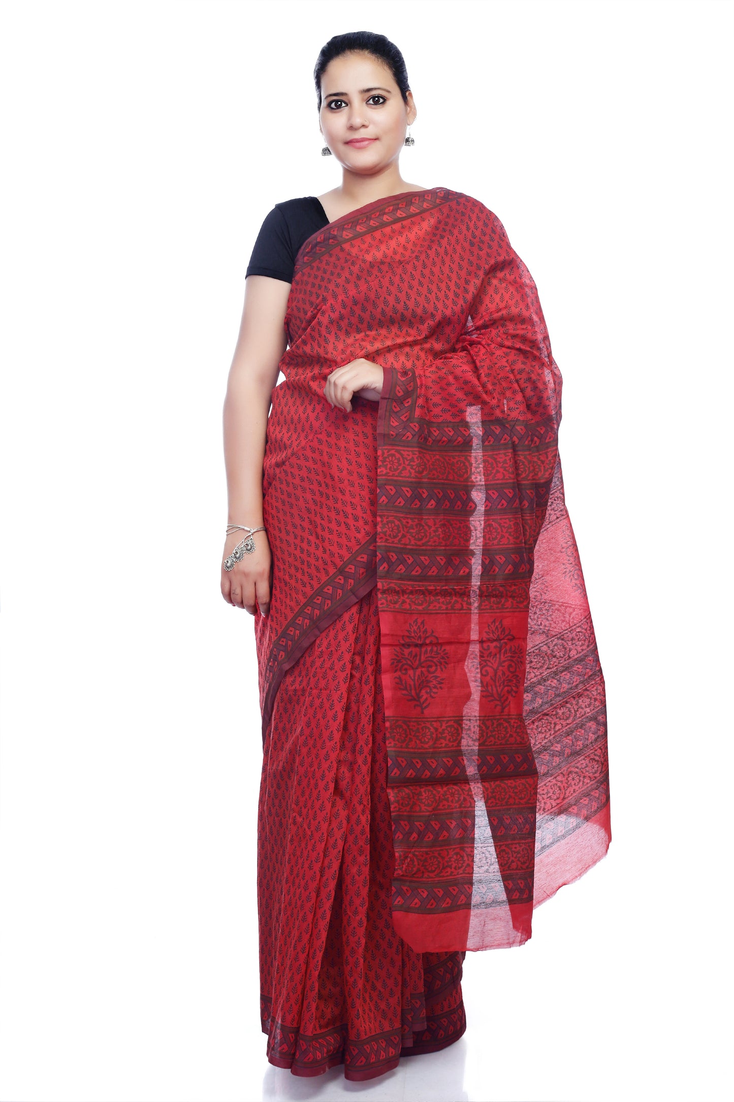 Pittora 'Currant' Sanganeri Chanderi Karpāsa Hand-Block Print Saree