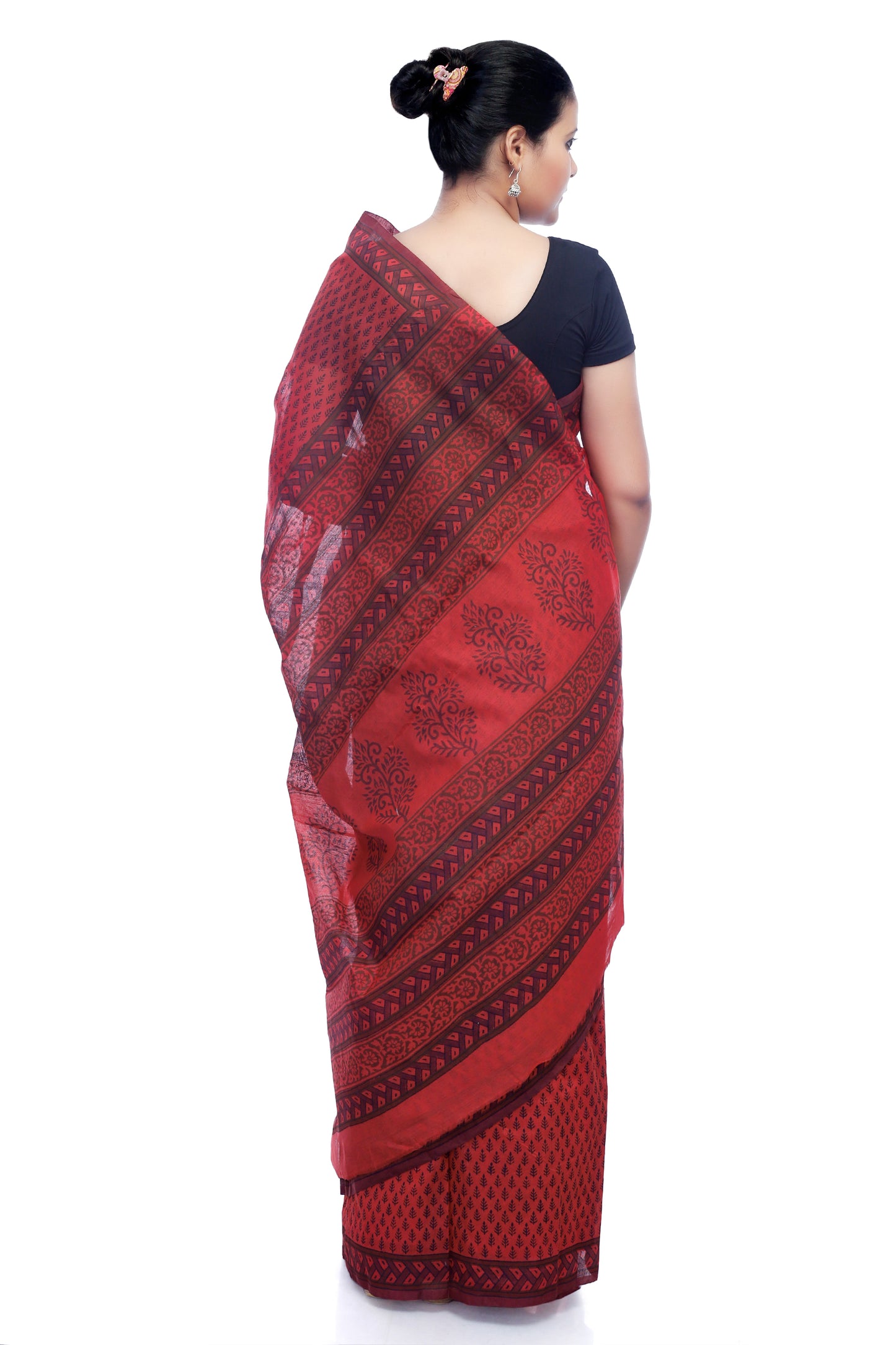 Pittora 'Currant' Sanganeri Chanderi Karpāsa Hand-Block Print Saree